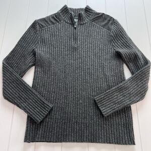 Eddie Bauer charcoal gray Ribbed Combat Wool Blend sweater men’s size Medium